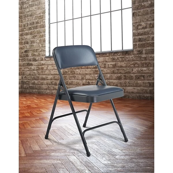 NPS 1200 Series Vinyl Padded Premium Folding Chairs, Dark Midnight Blue/Char-Blue, 4/Pack (1204/4) - Image 7