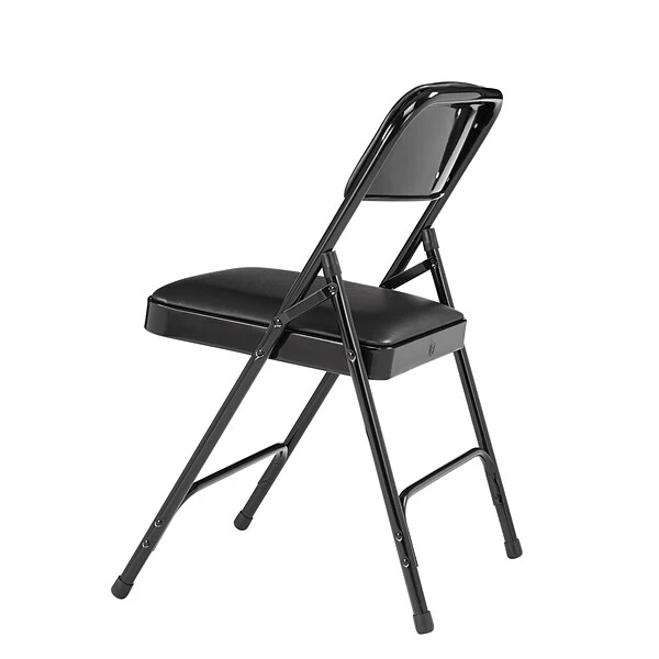 NPS 1200 Series Vinyl Padded Premium Folding Chairs, Caviar Black/Black, 4/Pack (1210/4) - Image 4