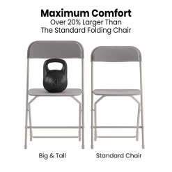 Flash Furniture Hercules™ Plastic Big And Tall Commercial Folding Chair, Gray, 4/Pack (4LEL3WGY)