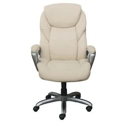 Serta Works My Fit Bonded Leather Executive Office Chair With Active Lumbar Support, Inspired Ivory (CHR200065)