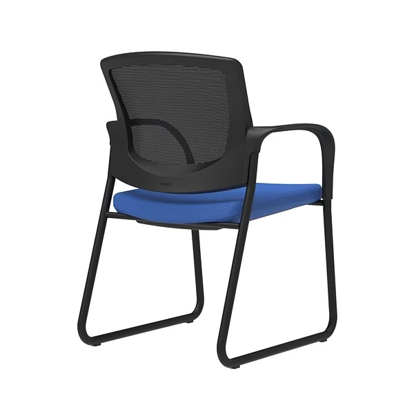 Union & Scale Workplace2.0™ Vinyl And Mesh Guest Chair, Marine Blue, Integrated Lumbar, Fixed Arms (53292)