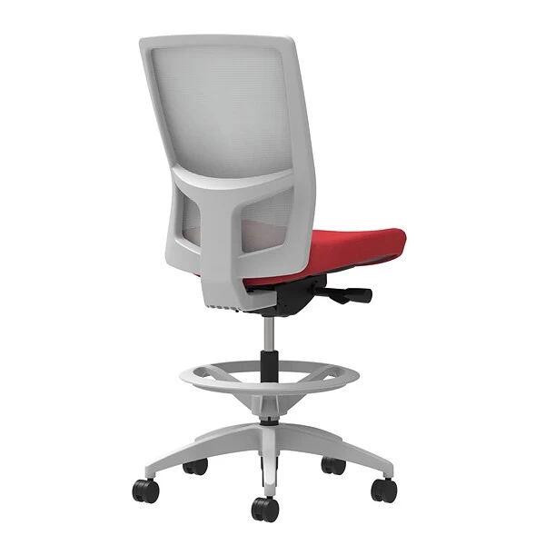 Union & Scale Workplace2.0™ Fabric Stool, Cherry, Integrated Lumbar, Armless, Synchro-Tilt, Partial Assembly Required