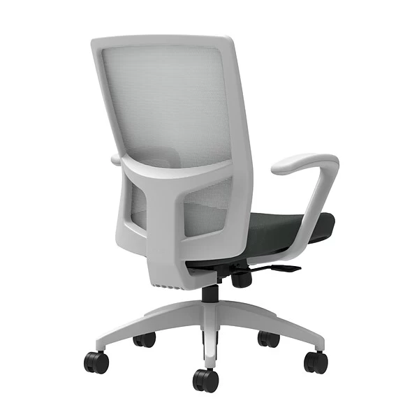 Union & Scale Workplace2.0™ Fabric Task Chair, Iron Ore, Integrated Lumbar, Fixed Arms, Synchro-Tilt With Seat Slide (53528)
