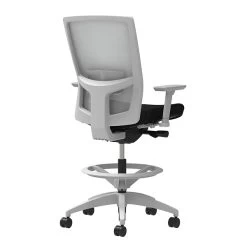 Union & Scale Workplace2.0™ Fabric Stool, Black, Adjustable Lumbar, Height & Width Adjustable Arms, Synchro-Tilt Control (53774)