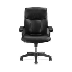 HON SofThread Leather High-Back Executive Chair, Center-Tilt, Fixed Arms, Black (BSXVL151SB11)