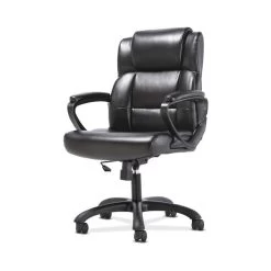 Sadie Mid-Back Executive Chair, Fixed Padded Arms, Black Leather (BSXVST305)