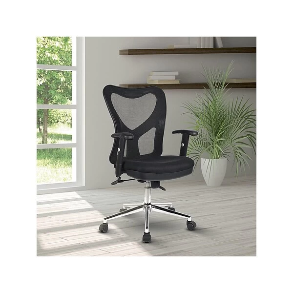 Techni Mobili Mesh Back Fabric Task Chair, Black (RTA-0098M-BK) - Image 4