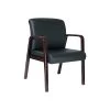 Alera Reception Lounge Leather Guest Chair, Black/Mahogany (ALERL4319M)