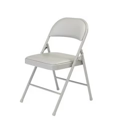 NPS Commercialine 950 Series Vinyl Upholstered Commercialine Folding Chairs, Gray/Gray, 4 Pack (952/4)