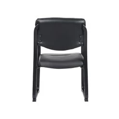 Boss Leather Sled Base Side Chair With Arms, Black (9519)