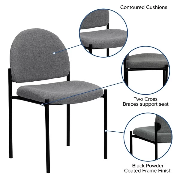 Flash Furniture Fabric Stackable Steel Side Chairs (BT5151GY) - Image 4