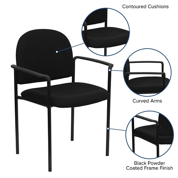 Flash Furniture Comfort Fabric Reception Chair, Black (BT-516-1-BK-GG) - Image 4