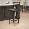 Flash Furniture Traditional Vinyl Restaurant Swivel Barstool With Back, Black (XU6F8BLDSWVBKV)