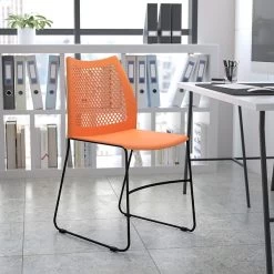 Flash Furniture Hercules Series Plastic Stack Chair, Orange (RUT498AORANGEGG)