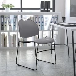 Flash Furniture Hercules Series Plastic Stack Chair, Gray (RUT188GY)