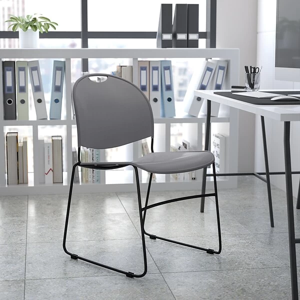 Flash Furniture Hercules Series Plastic Stack Chair, Gray (RUT188GY)