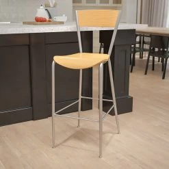 Flash Furniture Invincible Series Traditional Wood Restaurant Barstool, Natural (XUDG60218B)