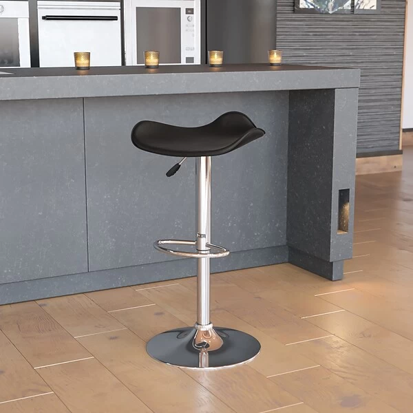 Flash Furniture Contemporary Vinyl Adjustable Height Barstool, Black (CHTC31002BK)