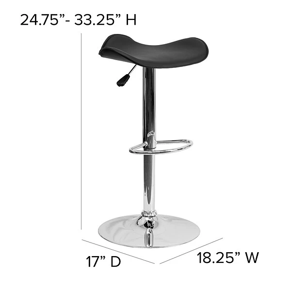 Flash Furniture Contemporary Vinyl Adjustable Height Barstool, Black (CHTC31002BK) - Image 4