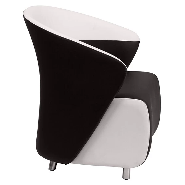 Flash Furniture Leather Reception Chair, Black With White Detailing (ZB7BKWH) - Image 3
