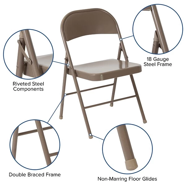 Flash Furniture HERCULES Series Metal Folding Chair, 4/Pk (4BDF002BGE) - Image 5