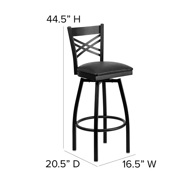 Flash Furniture Traditional Vinyl Restaurant Swivel Barstool With Back, Black (XU6F8BXSWVBKV) - Image 5