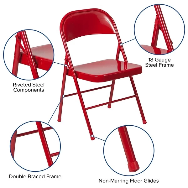 Flash Furniture HERCULES Series Metal Folding Chair, 4/Pk (4BDF002RED) - Image 5