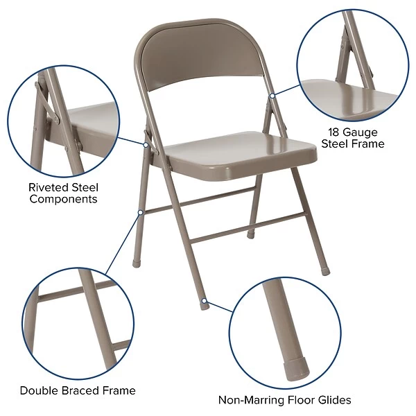 Flash Furniture HERCULES Series Metal Folding Chair (BDF002GY) - Image 4