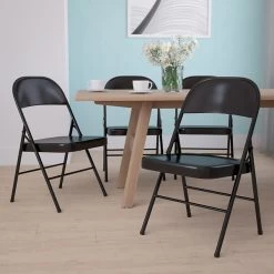 Flash Furniture HERCULES Series Metal Folding Chair, 4/Pk (4BDF002BK)
