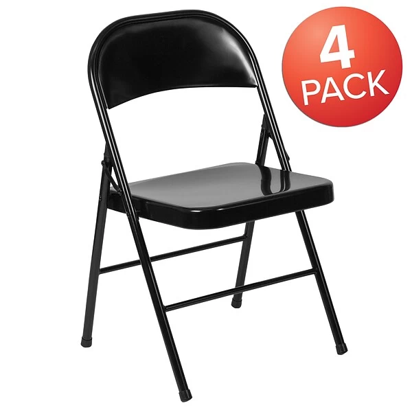 Flash Furniture HERCULES Series Metal Folding Chair, 4/Pk (4BDF002BK) - Image 2