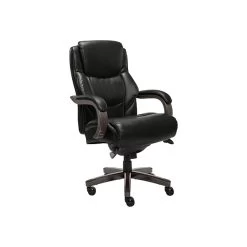 La-Z-Boy Delano Ergonomic Leather Executive Big & Tall Chair, 400 Lb. Capacity, Jet Black/Gray (CHR10045B)